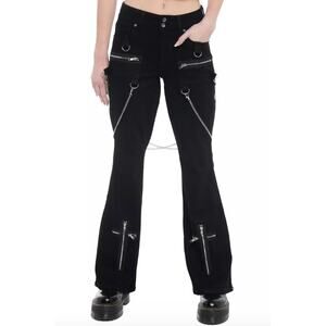 Hot Topic Black Suspender Chain Zipper Flare Pants Size 20W/Plus 2X NWT